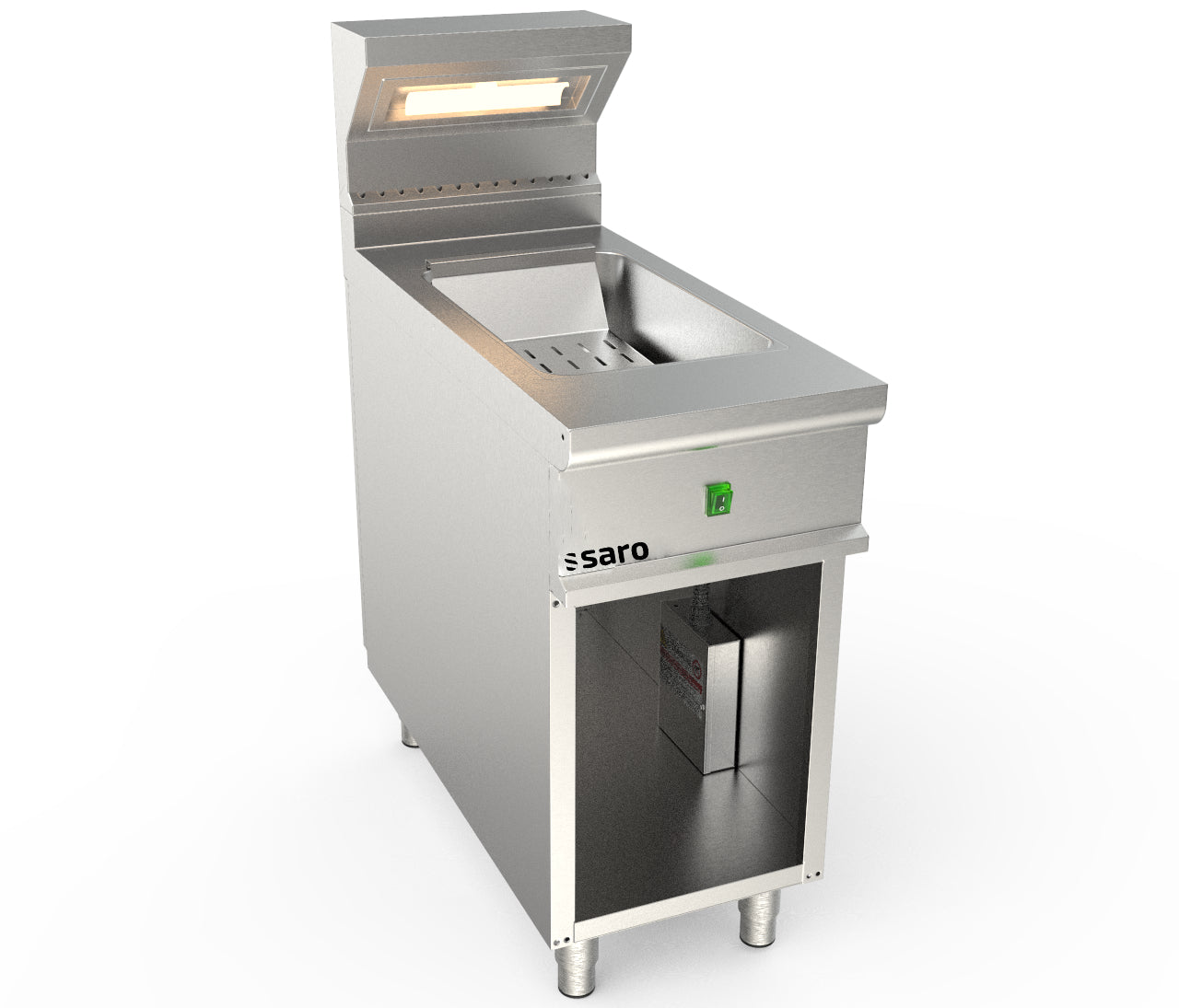 Saro Pommeswärmer LQ SPE40BA aus Edelstahl mit Wärmebox und offenem Unterbau