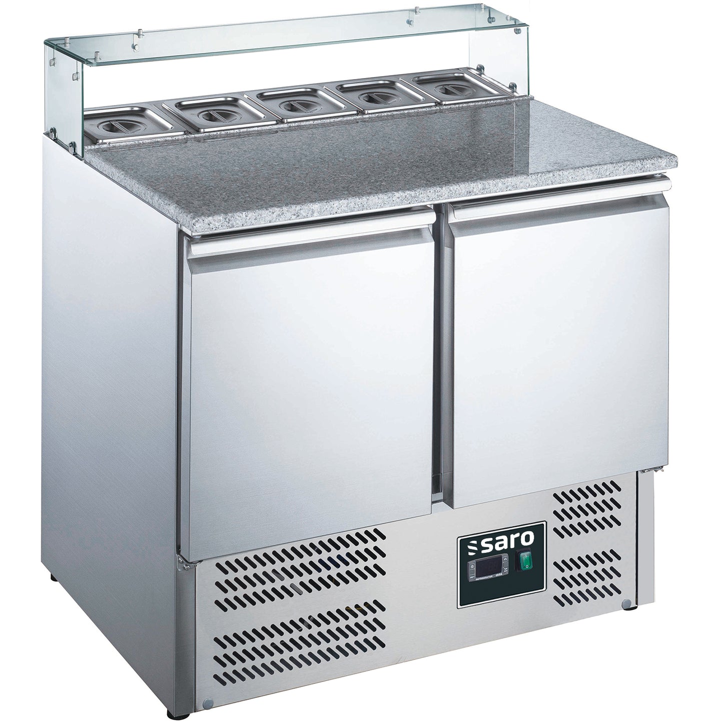 Pizzatisch, 2 Türen, Glasaufsatz, Modell EPS 900G | Saro 465-1060