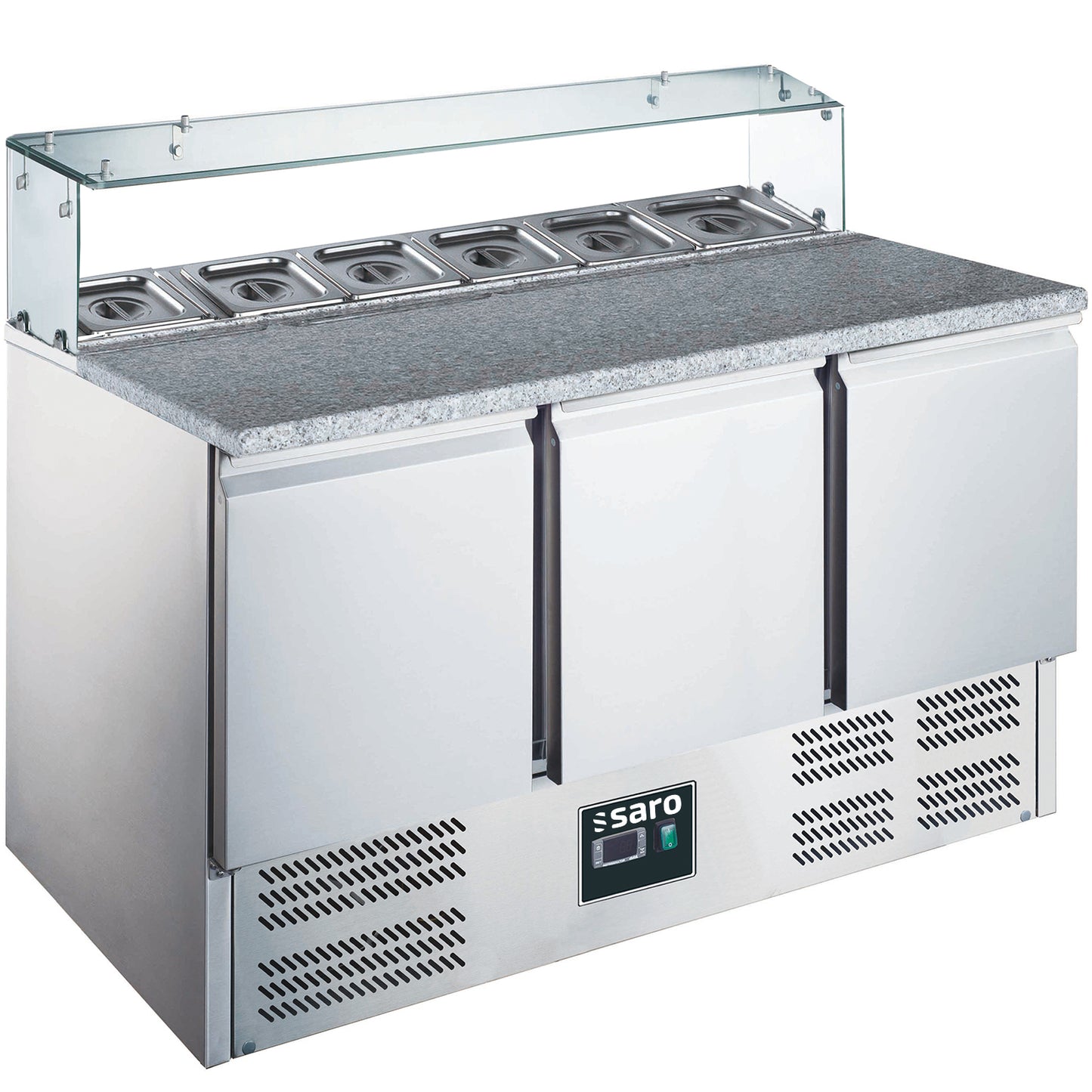 Pizzatisch, 3 Türen, Glasaufsatz, Modell EPS 903 G | Saro 465-1065