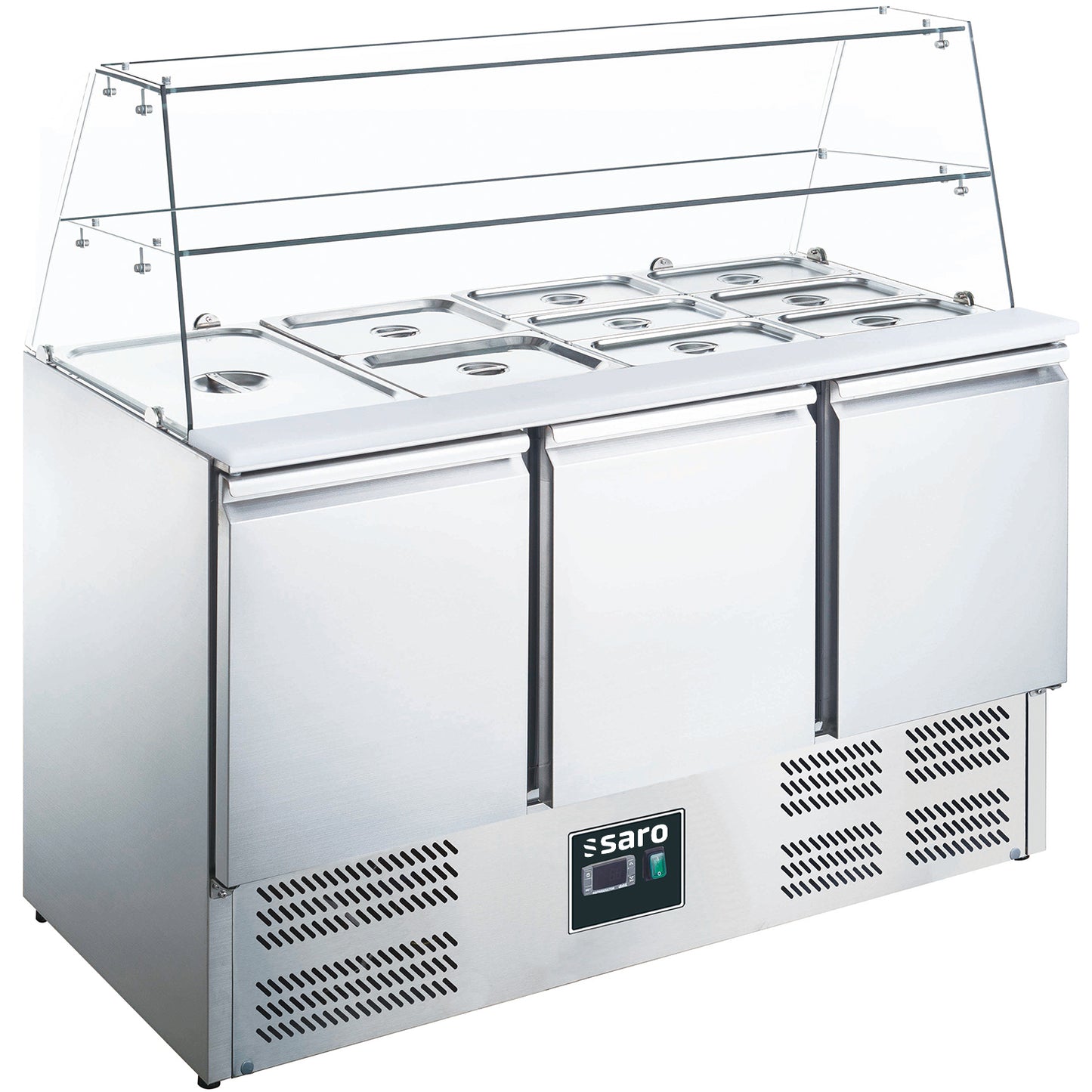 Saladette, 3 Türen, mit Glasaufsatz, Modell ES 903 G | Saro 465-1090