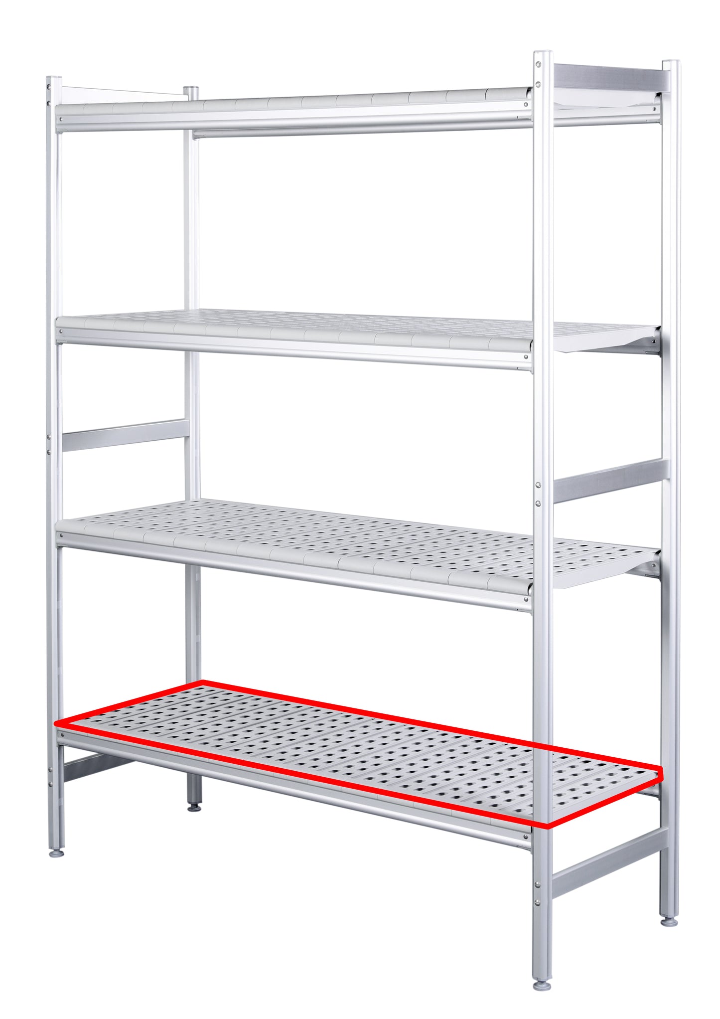 Alu- Regalboden mit Kunstoffrosten 373x532mm - Seitenansicht
