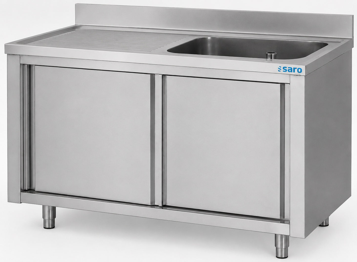 SARO Spülschrank mit Schiebetüren 1400mm, 1 Becken rechts