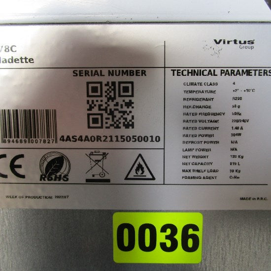 Pizzadette mit 3 Türen GN 1/1, 8x GN 1/6 H=150 mm, 0°/+8°C - BESCHÄDIGT — Virtus 9178CBE (Ansicht 6)