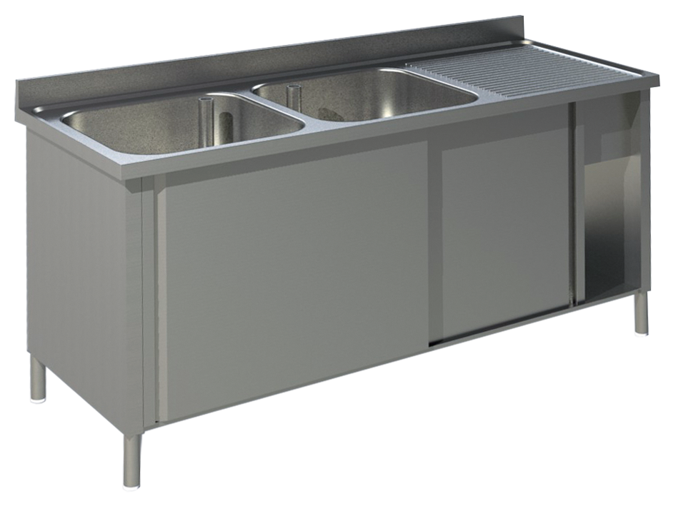 Spülschrank mit Schiebetüren B 140cm - Becken links | KBS 91921104 - KBS Gastrotechnik