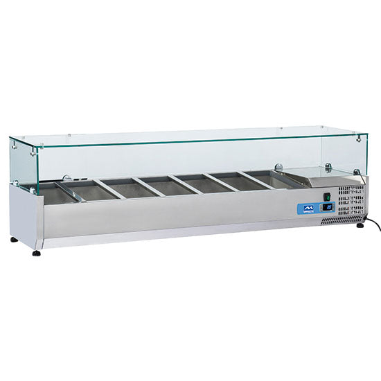 Kühlaufsatzvitrine 5x GN 1/3 + 1x GN 1/2 h=150 mm, +2°/+8°C — Virtus 9932CV