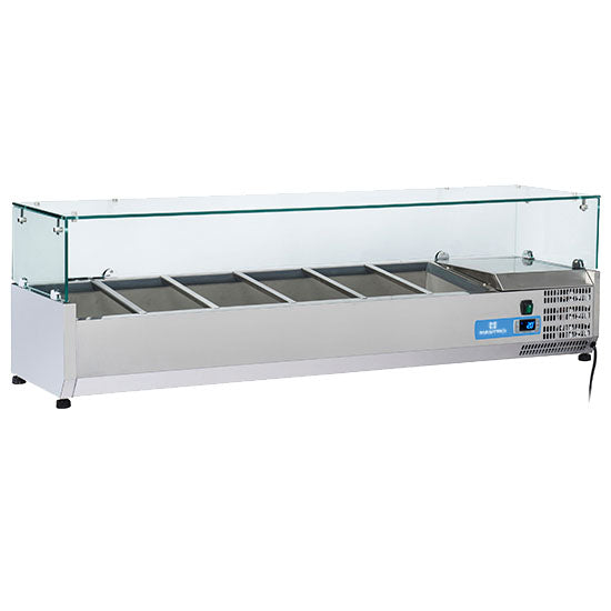 Kühlaufsatzvitrine 5x GN 1/3 + 1x GN 1/2 H=150 mm, +2°/+8°C — Virtus 9964CV