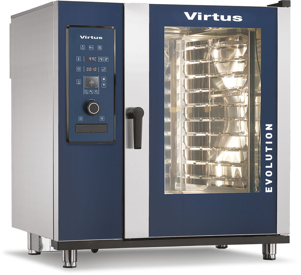 Elektro-Konvektionsofen mit Direkteinspritzung und automatischem Reinigungssystem, 10x GN 2/1 — Virtus AIC0073/FN