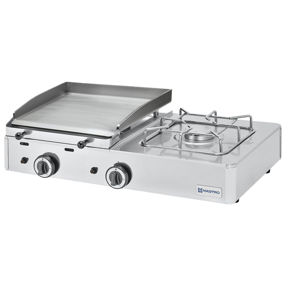 Gas-Kombigrillplatte mit 1 Grillzone und 1 Gasbrenner, Tischmodell - LPG — Virtus AOZ0008/RN