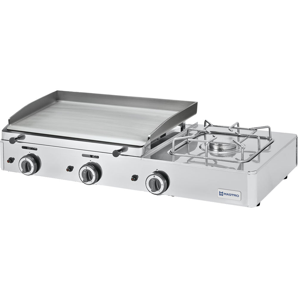 Gas-Kombigrillplatte mit 2 Grillzonen und 1 Gasbrenner, Tischmodell - LPG — Virtus AOZ0009/RN