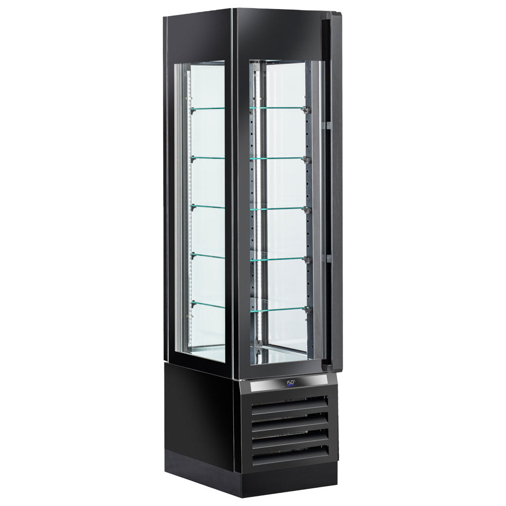 Kühlvitrine für Schokolade mit Umluftkühlung und 5 Glasböden, 450 mm, +15°/+18°C - Schwarz — Virtus BFB0064