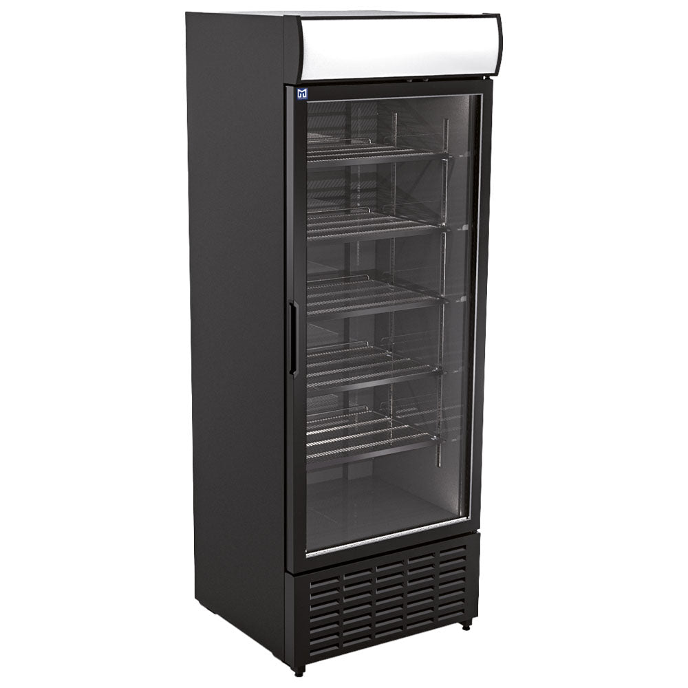 Getränkekühlvitrine 707 Liter mit Glastür und Werbedisplay, 5 Roste, +1°/+9°C - Farbe schwarz — Virtus BFD0023