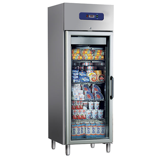 Kühlschrank 400 Liter aus Edelstahl mit Glastür, 46x48,5 cm, -2°/+8°C — Virtus BMA0034/F Restposten