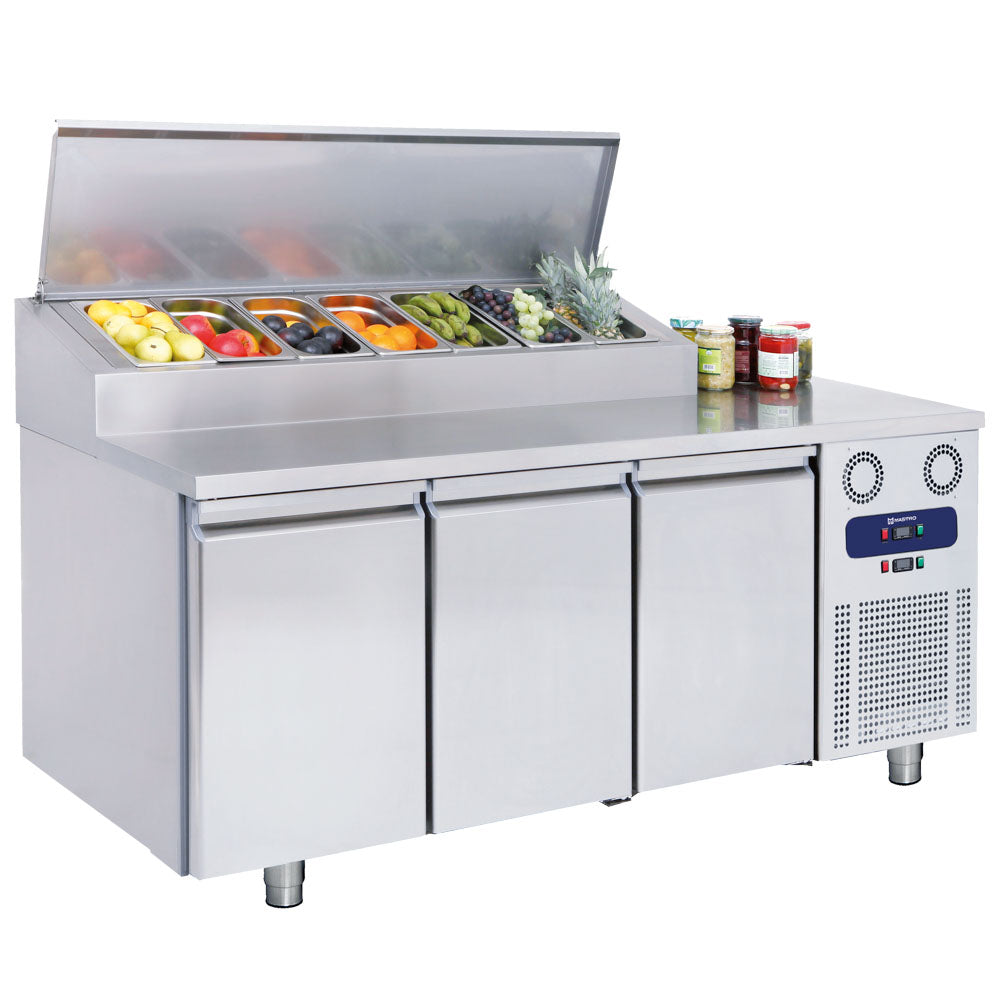 Kühl-Vorbereitungstisch 3 Türen GN 1/1, 7x GN 1/3 H=150 mm, -2°/+8°C — Virtus BNA0002/F