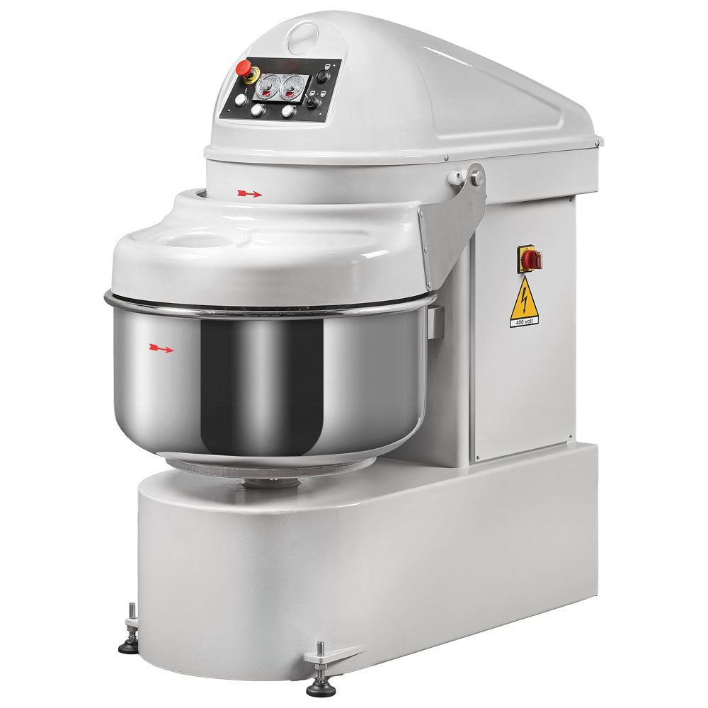 Spiralteigkneter 200 kg/300 Liter, 2 Geschwindigkeiten (Knethaken), mit Timer und Kesselumkehrung — Virtus CBD0104