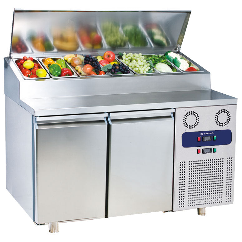 Kühl-Vorbereitungstisch 2 Türen GN 1/1, 7x GN 1/3 H=150 mm, -2°/+8°C — Virtus CCZ0035/F