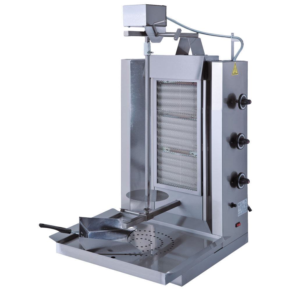 Gas-Dönergrill mit 3 Heizzonen, Motor oben, 30 kg — Virtus ECO3G/N