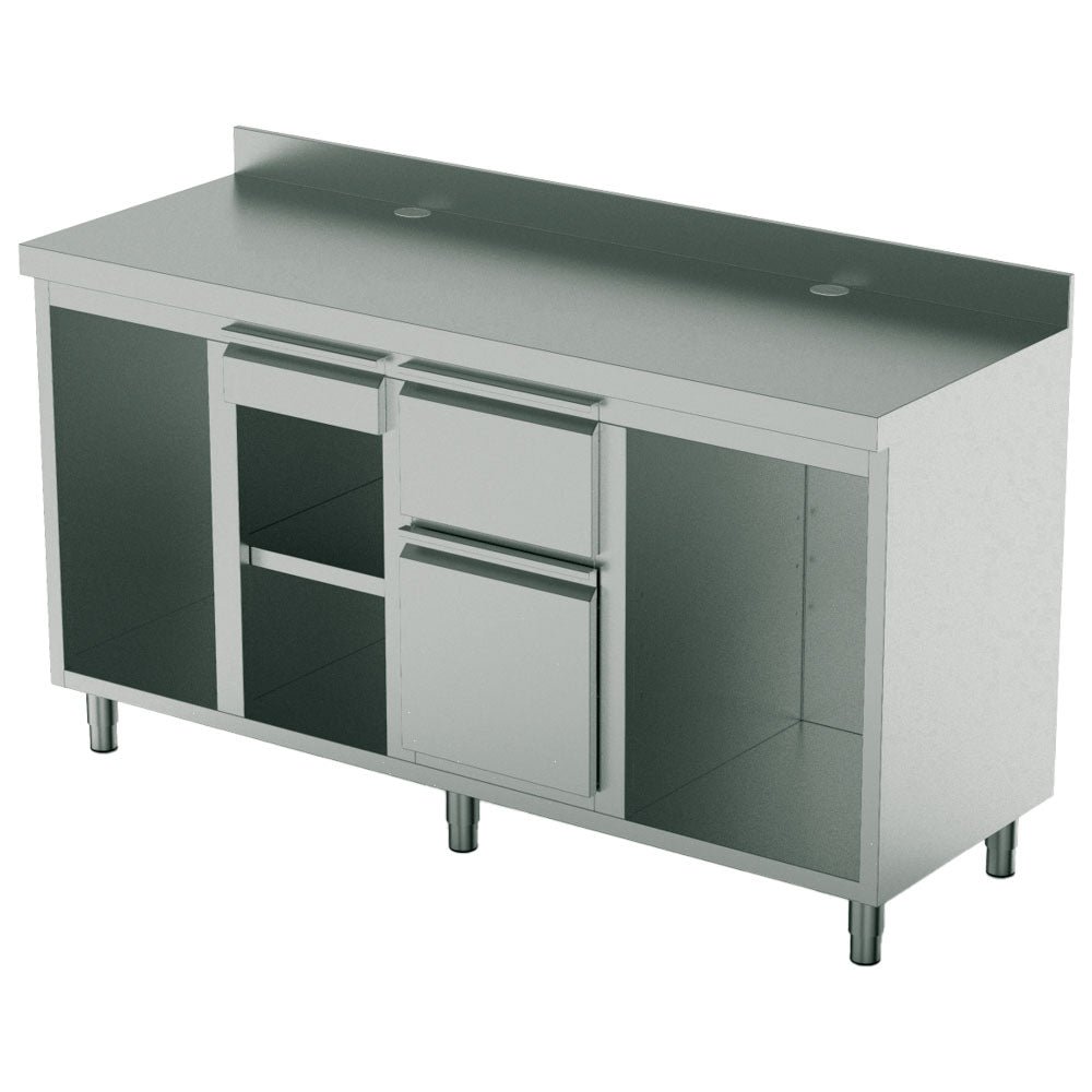 Kaffeemaschinentheke 2000x700 mm mit Schublade, Kaffeesatzschublade, Abfallbehälter, 2 Gerätefacher — Virtus EEZ0003