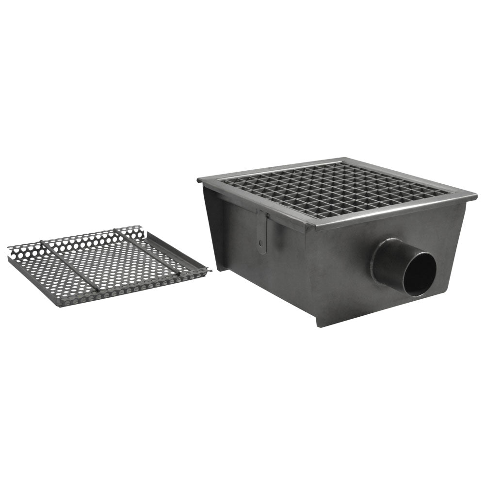 Bodenablaufrinne mit horizontalem Auslauf ø 50 mm und Sieb, 300x300x110 mm — Virtus GZZ0054