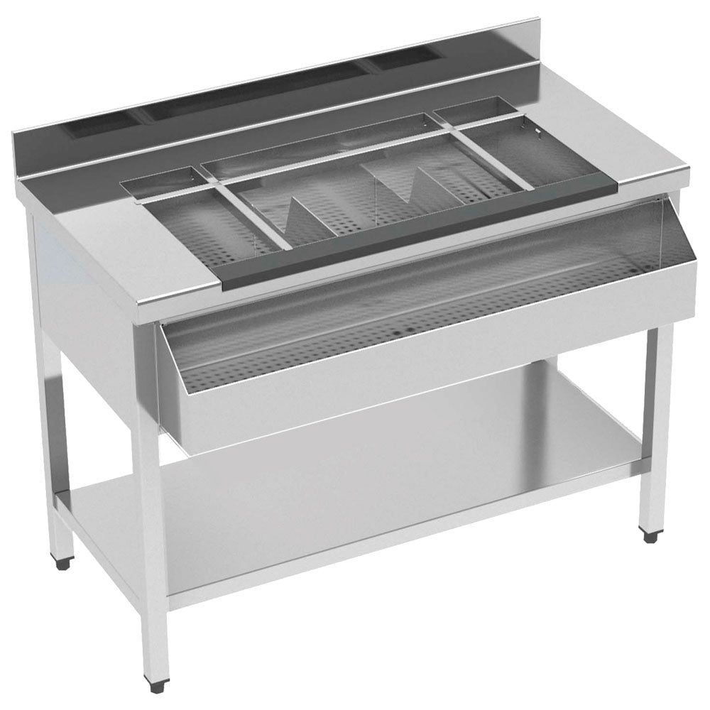 Cocktail Bar Station neutral mit Eiswanne, Flaschenhalter, 1200x610 mm — Virtus HAA0001