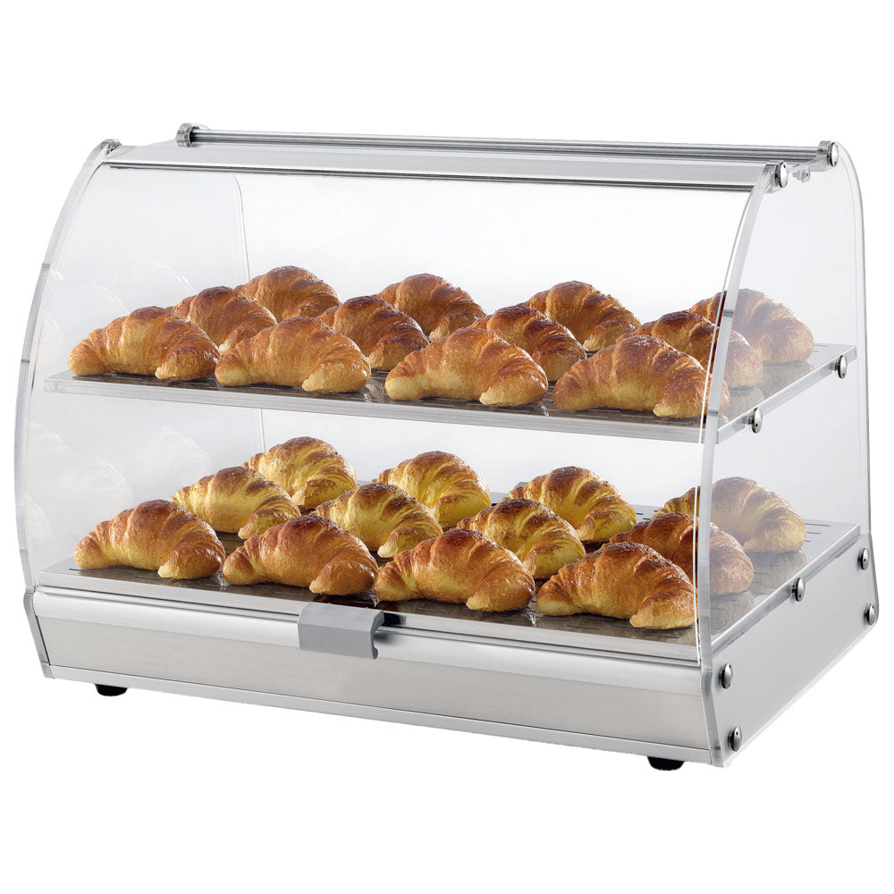 Neutrale Vitrine mit 2 Ebenen und gebogener Frontverglasung — Virtus IBB0006