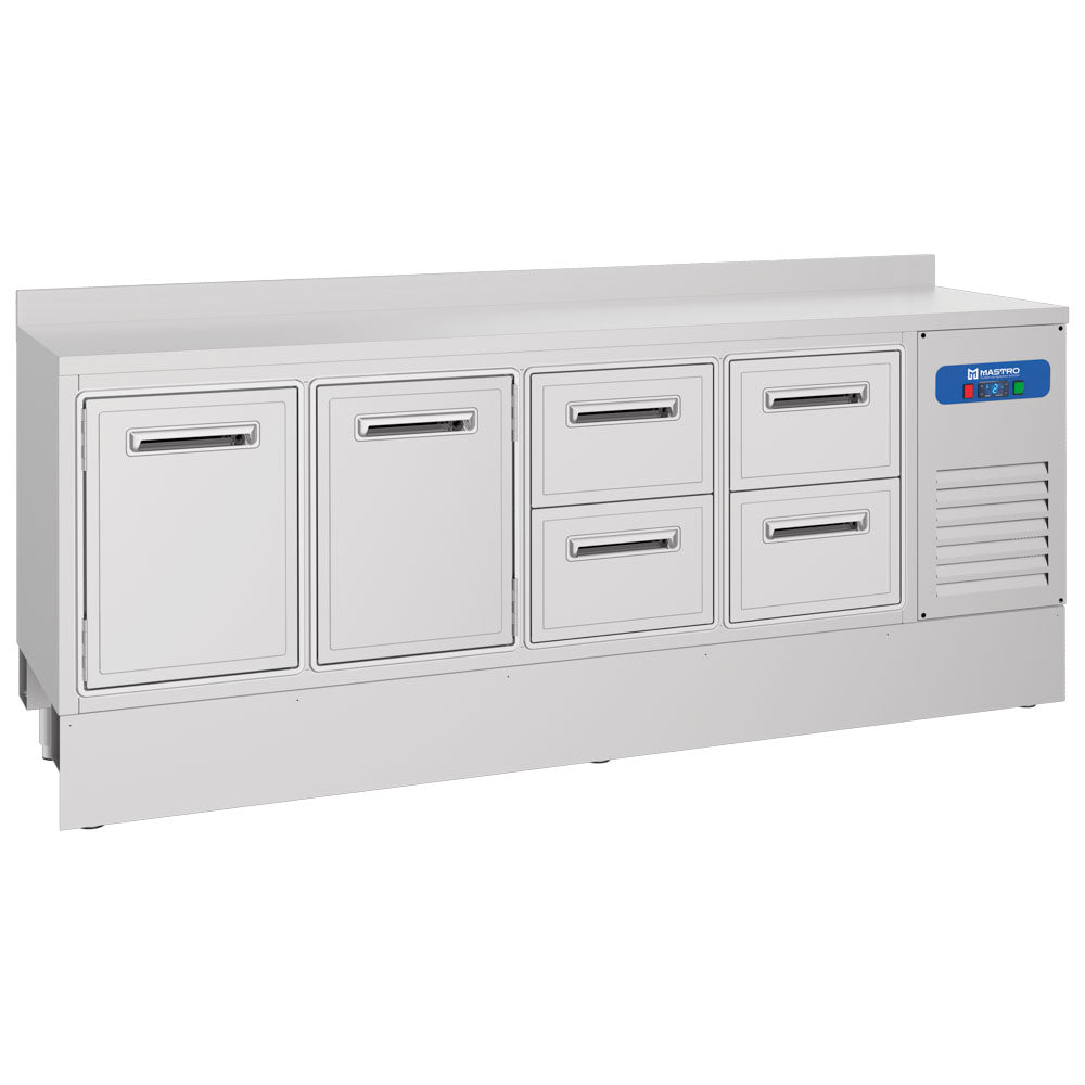 Barkühltisch mit 2 Türen und 4 Schubladen, 2335x600 mm, 645 Liter, -2°/+8°C — Virtus IBC0122