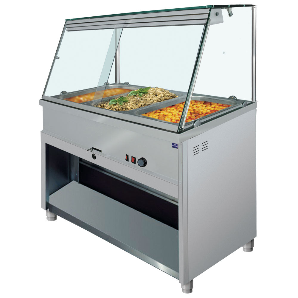 Bainmarie-Theke 5x GN 1/1 mit gerader Frontverglasung, +30°/+90°C — Virtus IEA0022