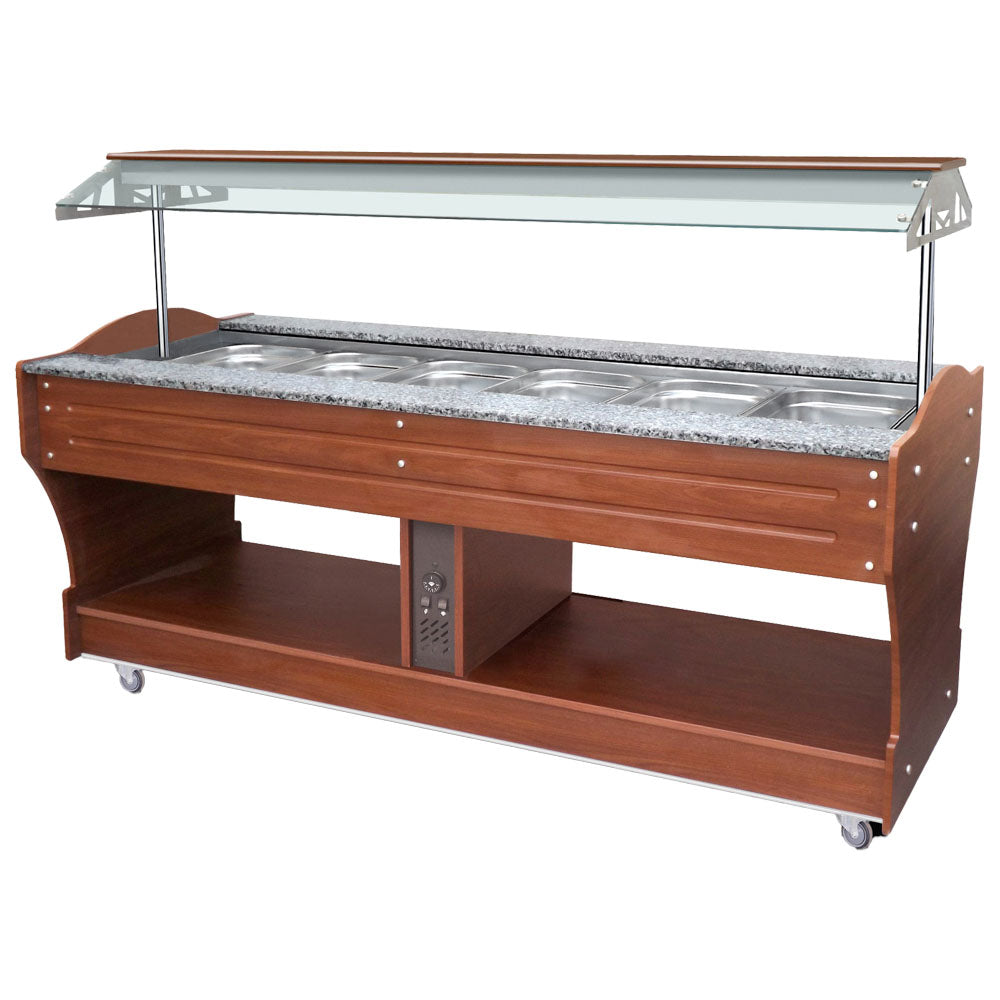 Bainmarie-Buffet, Inselmodell, 6x GN 1/1 H=150 mm, Haube nicht absenkbar — Virtus IEA0040
