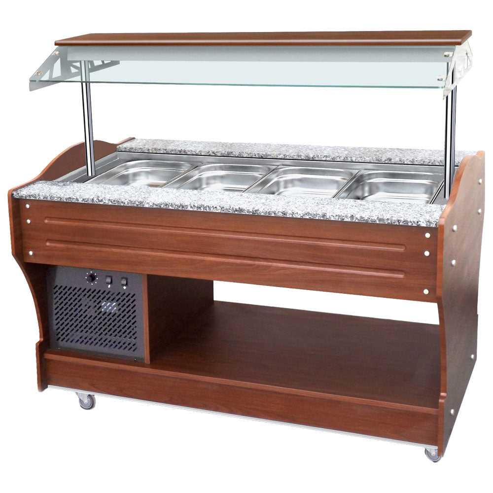 kaltes Buffet mit statischer Kühlung, Inselmodell, 4x GN 1/1 H=150 mm, Haube nicht absenkbar — Virtus IEC0002/I