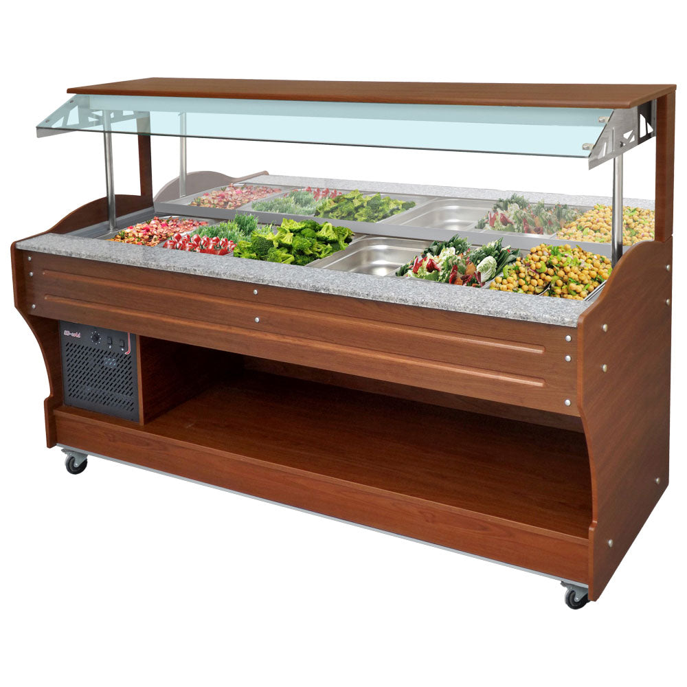 kaltes Buffet mit statischer Kühlung, Wandmodell, 6x GN 1/1 H=150 mm, Haube nicht absenkbar — Virtus IEC0005/I