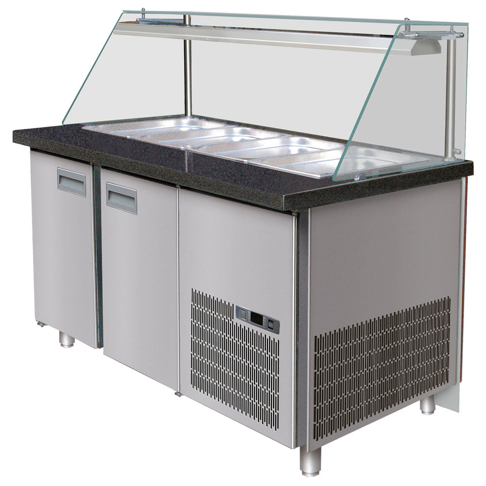 Kalte Theke 5x GN 1/1 mit Kühlunterbau und gerader Frontverglasung, 0°/+10°C — Virtus IEC0056