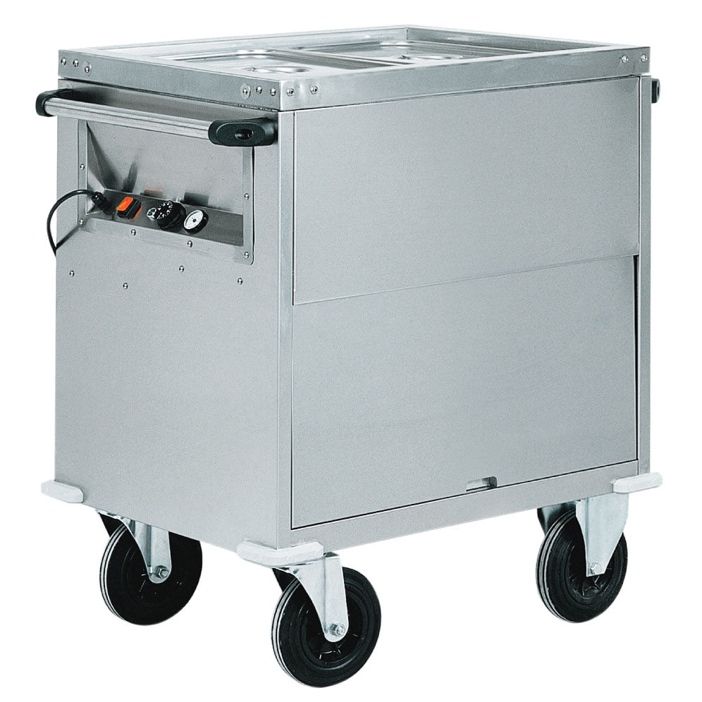 Bainmarie-Wagen auf beheiztem Schrank, 2x GN 1/1 H=200 mm, 2 Temperaturzonen — Virtus IFD0030/F