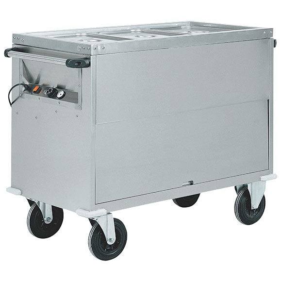 Bainmarie-Wagen auf beheiztem Schrank, 3x GN 1/1 H=200 mm, 3 Temperaturzonen — Virtus IFD0031/F