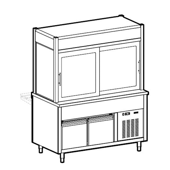 Kühlvitrine 3-etagig, Kühlplatte auf gekühltem Unterbau, Rollblende kundenseitig, 6x GN 1/1 — Virtus IIA5163