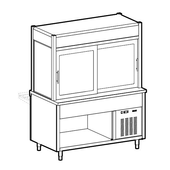 Kühlvitrine 3-etagig mit Kühlwanne auf offenem Unterbau, 6x GN 1/1 — Virtus IIA5184