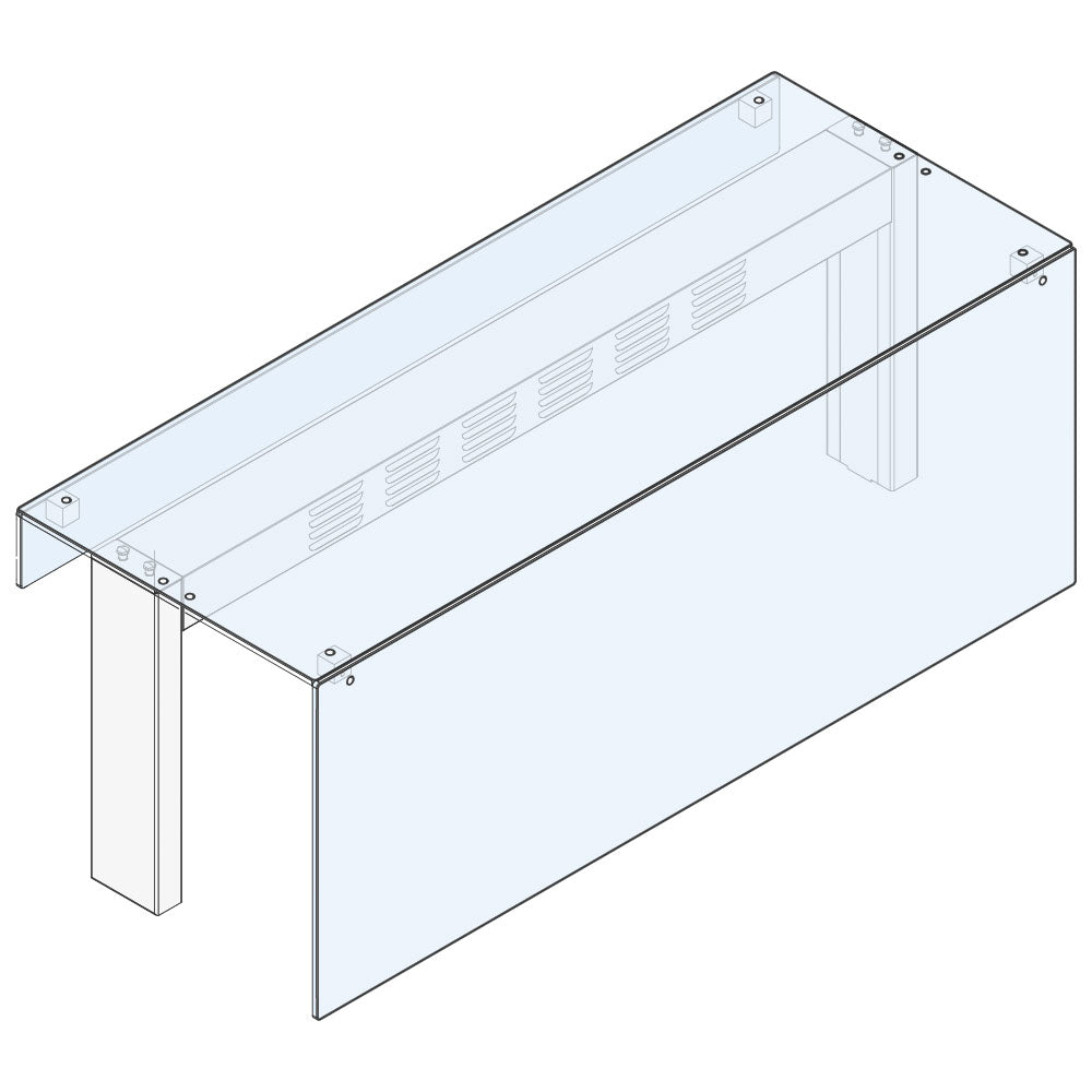Ausgabeaufsatz 1 Ebene mit geradem Glas und Hustenschutz-Frontglas, 1060x475 mm — Virtus MIN7QC3