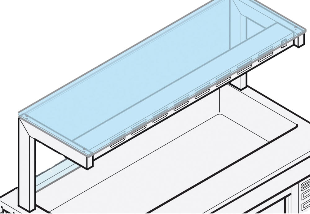 Aufsatz 1 etagig- mit geradem glas, 800x400 mm — Virtus SASTA2