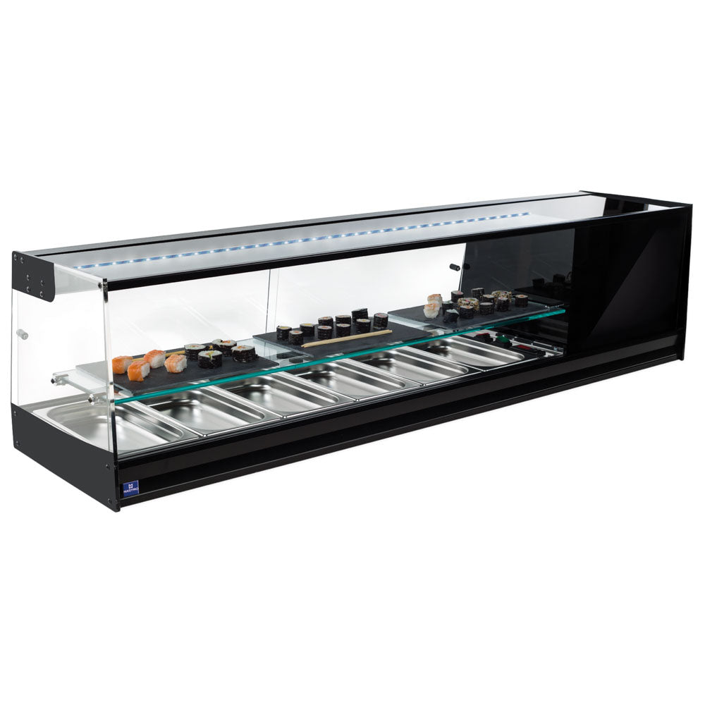 Sushikühltheke mit gerader Frontverglasung und 1 Glasboden, 6x GN 1/3 H=40 mm — Virtus SHSFR6I2S
