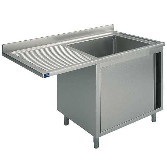 Spülschrank mit Flügeltür für Einbau-Geschirrspüler, 1 Becken rechts, 1200x600 mm — Virtus SLA1LS1206