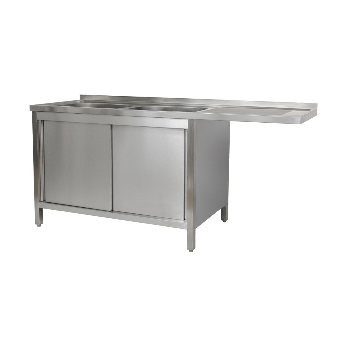 Spülzentrum 1600 × 700 × 850 mm 2 Becken links 700 mm Tiefe | A&S SPSCHZ1672BL