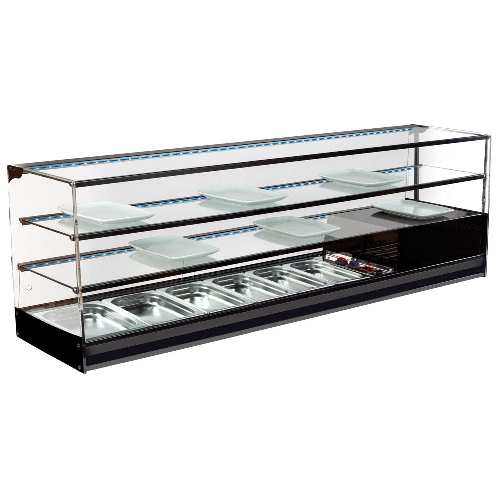 Tapaskühltheke mit gerader Frontverglasung und 2 Glasböden, 6x GN 1/3 H=40 mm — Virtus TPA2BF6
