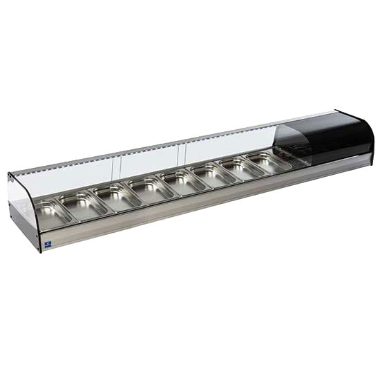 Tapaskühltheke mit gebogener Frontverglasung, 8x GN 1/3 H=40 mm — Virtus TPFR8IA
