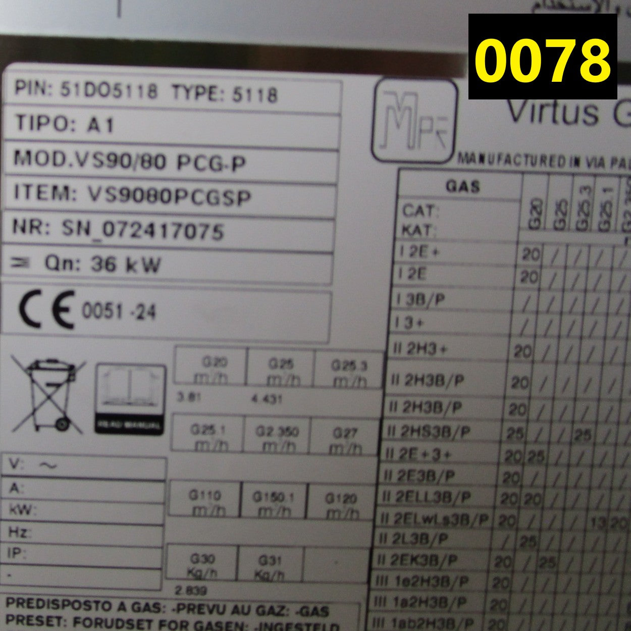 Gaskochfeld mit 4 Brenner auf geschlossenem Unterschrank, tiefgezogene Arbeitsoberfläche - BESCHÄDIGT — Virtus VS9080PCGSPBE (Ansicht 8)