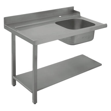 linker Zulauftisch mit Becken rechts für Durchlaufgeschirrspüler, B=1800 mm — Virtus Z/E75453