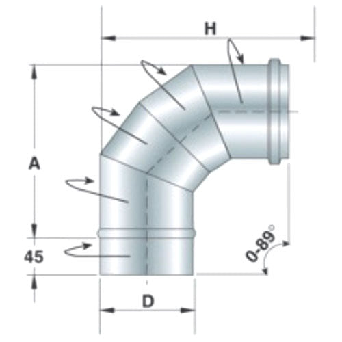 Orientierbarer Edelstahl-Bogen 90°, einwandig, ø 250 mm — Virtus Z/KMCG250