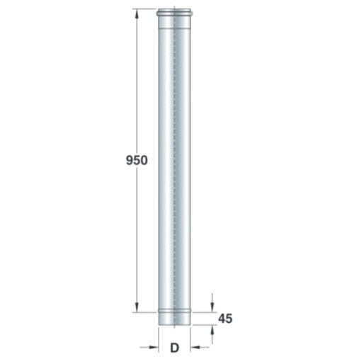 Edelstahl-Rundrohr, einwandig, 1000 mm x ø 450 mm — Virtus Z/KMT1450