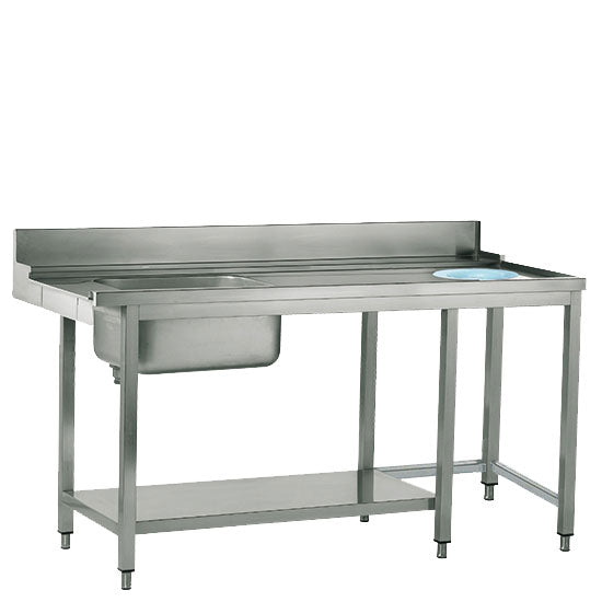 rechter Zulauftisch mit Becken links und Abfallloch, B=1800 mm — Virtus Z/TIDFR1800