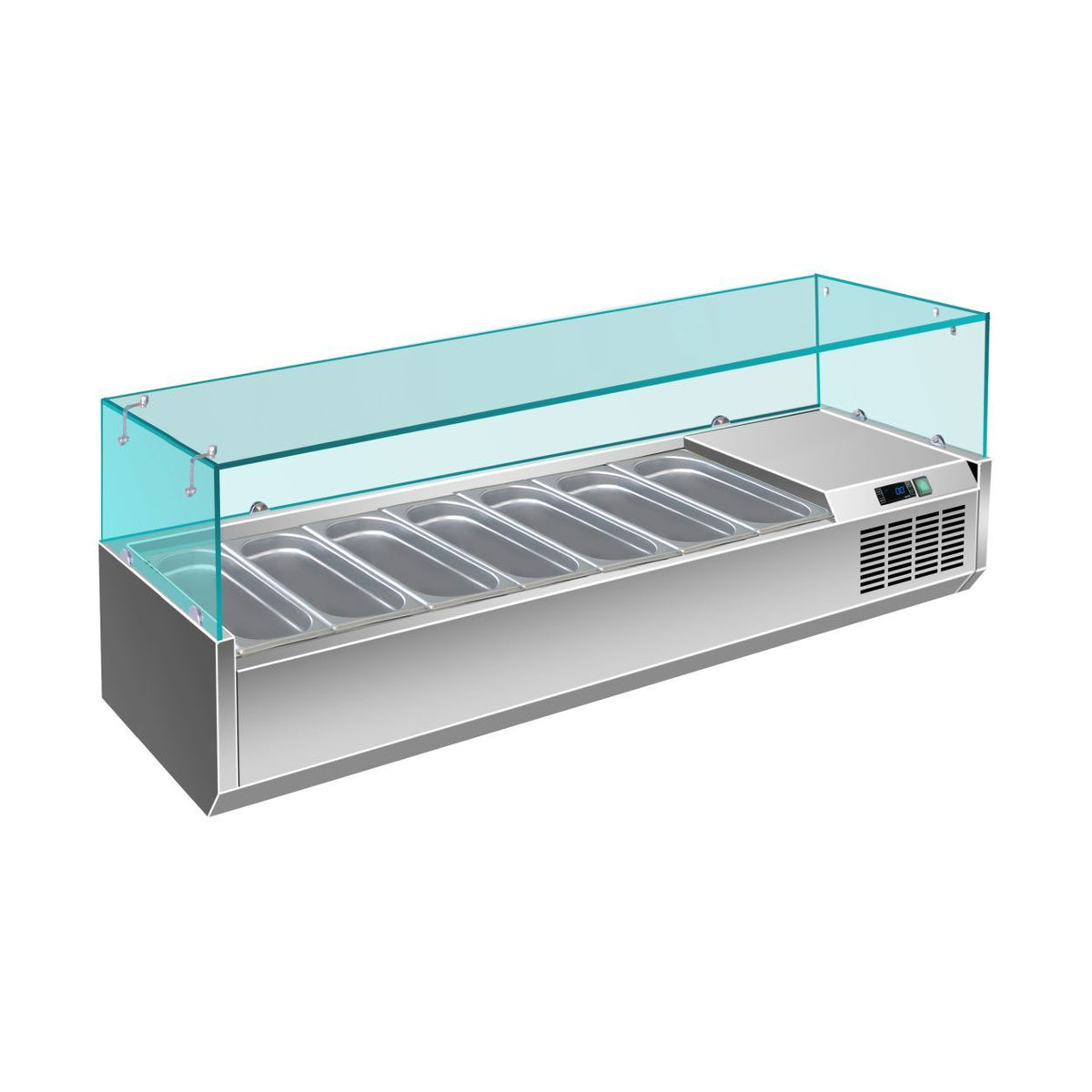 Pizzakühlaufsatz mit Glasaufsatz 7 × 1/3 GN, 1600 × 335 × 460 mm | A&S PAK1600/380