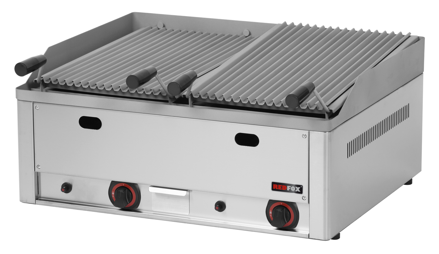 Gas Lavasteingrill 2 Heizzonen 13 kW Auftischgerät | KBS 10122402 - KBS Gastrotechnik