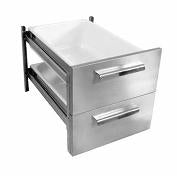 Schubladenkit GN 1/1 aus Edelstahl mit zwei Schubladen für Neutralunterbau