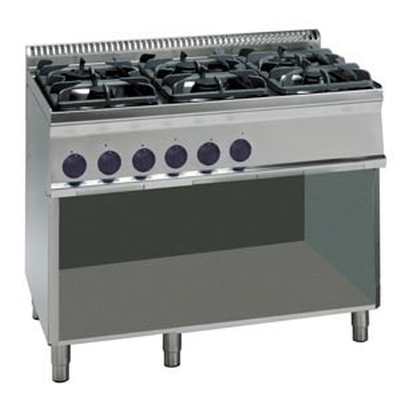 Gas-Herd 30kW 6 Brenner offener Unterbau | KBS 10321018 - KBS Gastrotechnik